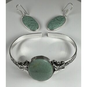 Amazonite Butterfly Jewelry Set‎ – Cuff Bracelet & Matching Earrings
